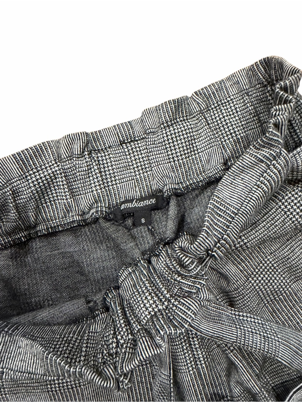 Ambiance Gray Plaid Paperbag Waist Belted Tapered Trouser Pants S - Picture 3 of 3